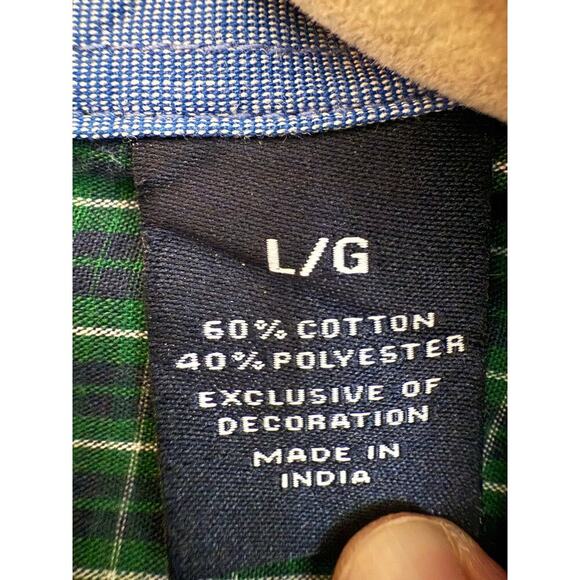 Chaps Men’s Short Sleeve Button Up Plaid Casual Top size Large - Picture 5 of 5